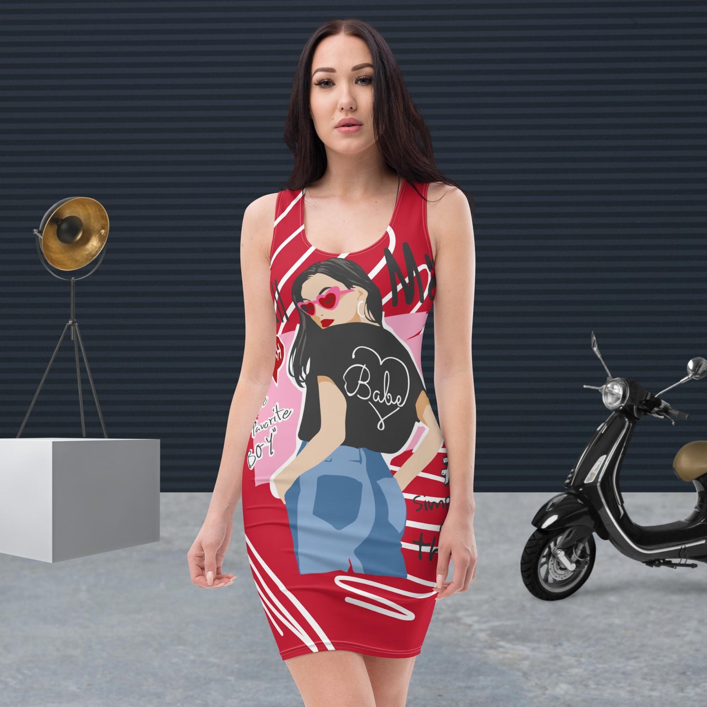 Schickes rotes, figurbetontes Call Me-Kleid