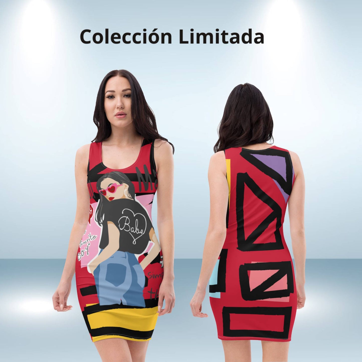 Rotes psychedelisches, figurbetontes Kleid