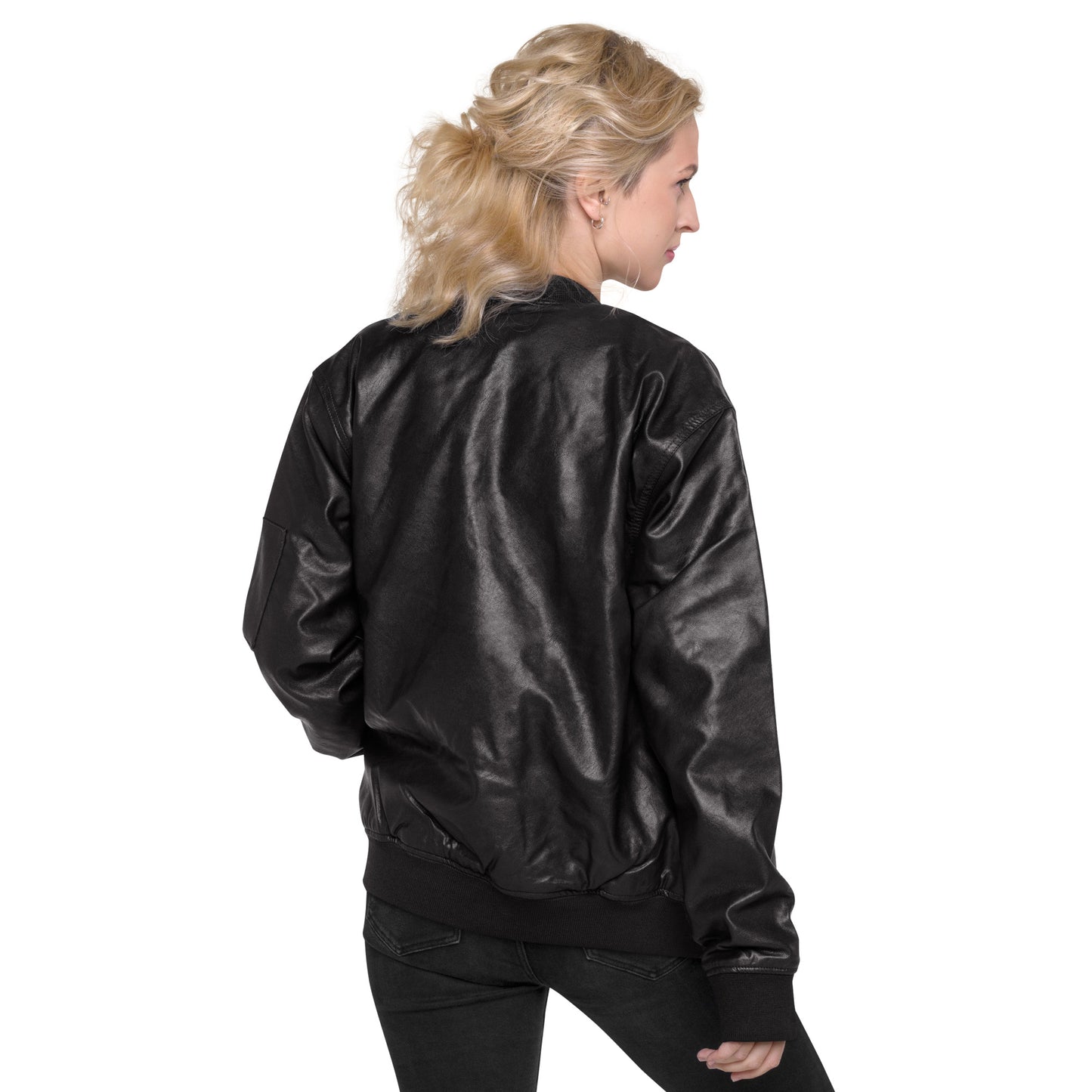 Unisex vegan leather bomber jacket