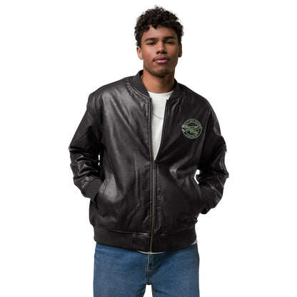 Unisex vegan leather bomber jacket
