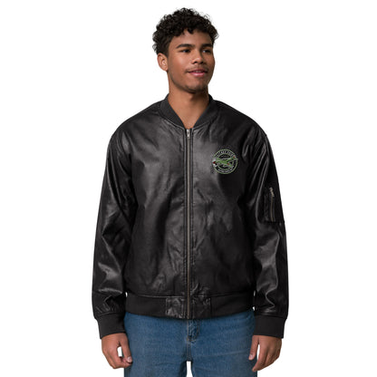 Unisex vegan leather bomber jacket