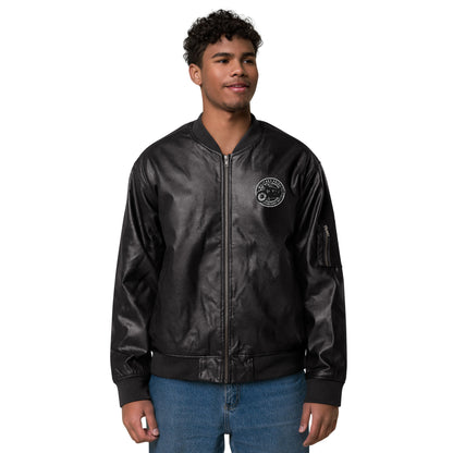 Unisex vegan leather bomber jacket