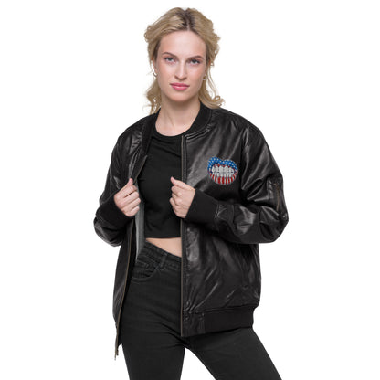 Unisex vegan leather bomber jacket