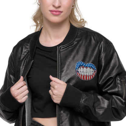 Unisex vegan leather bomber jacket