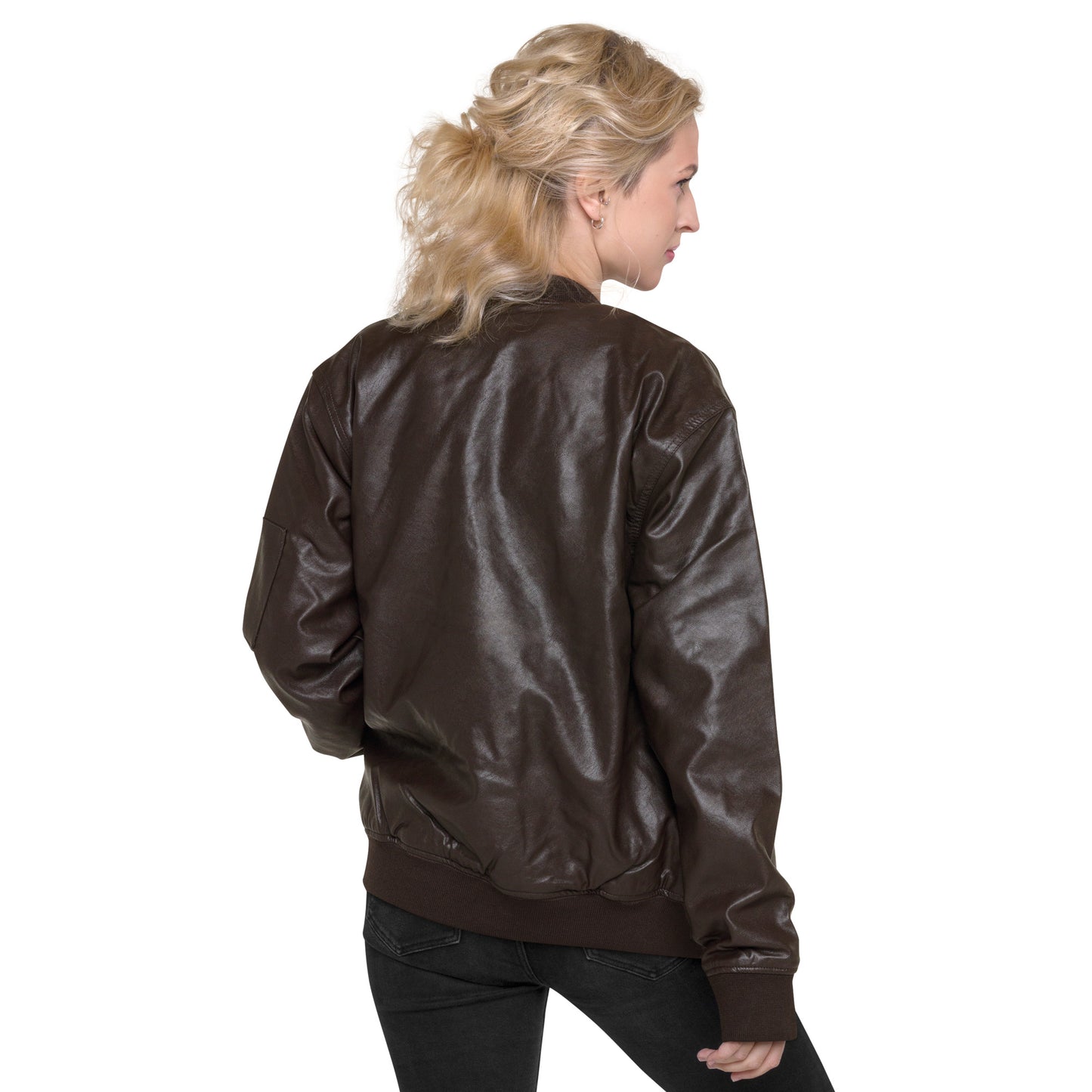 Unisex vegan leather bomber jacket