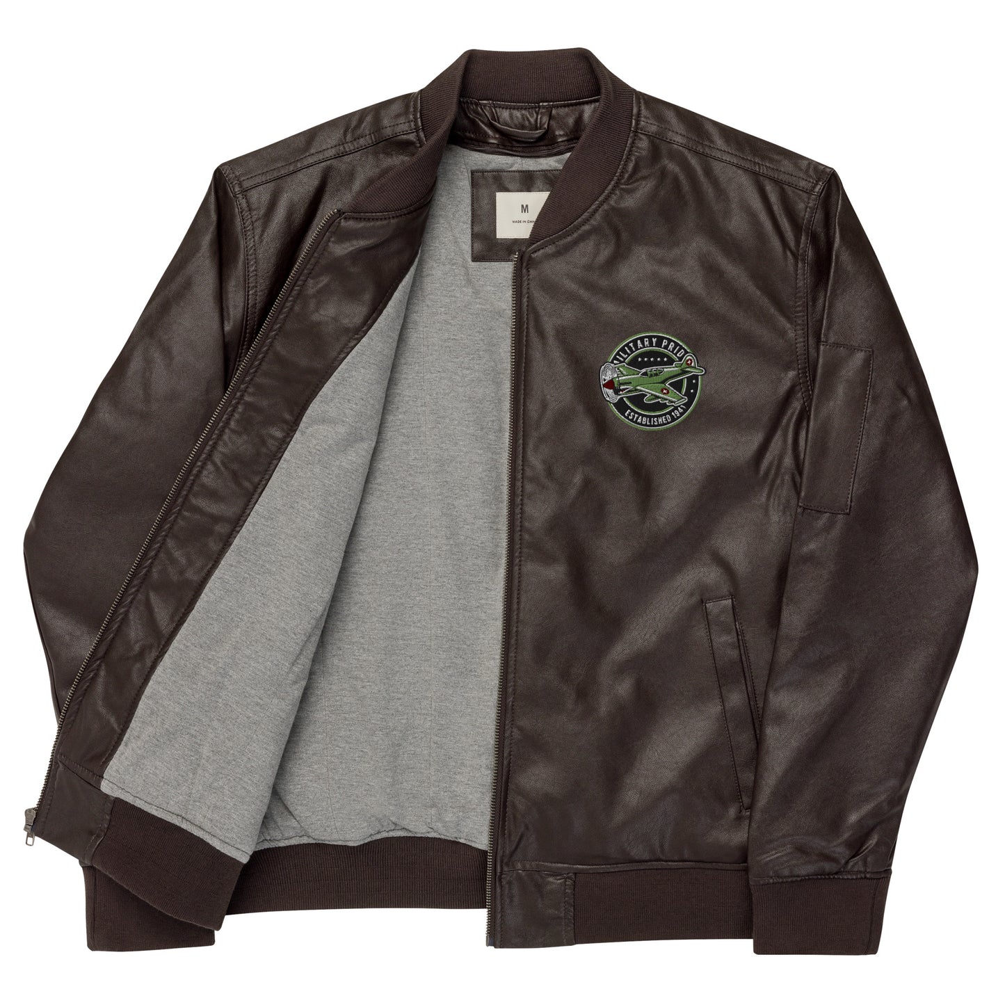 Unisex vegan leather bomber jacket