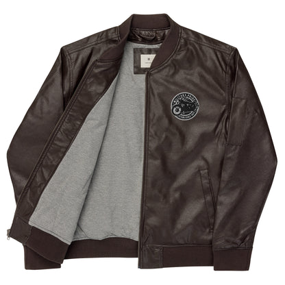 Unisex vegan leather bomber jacket