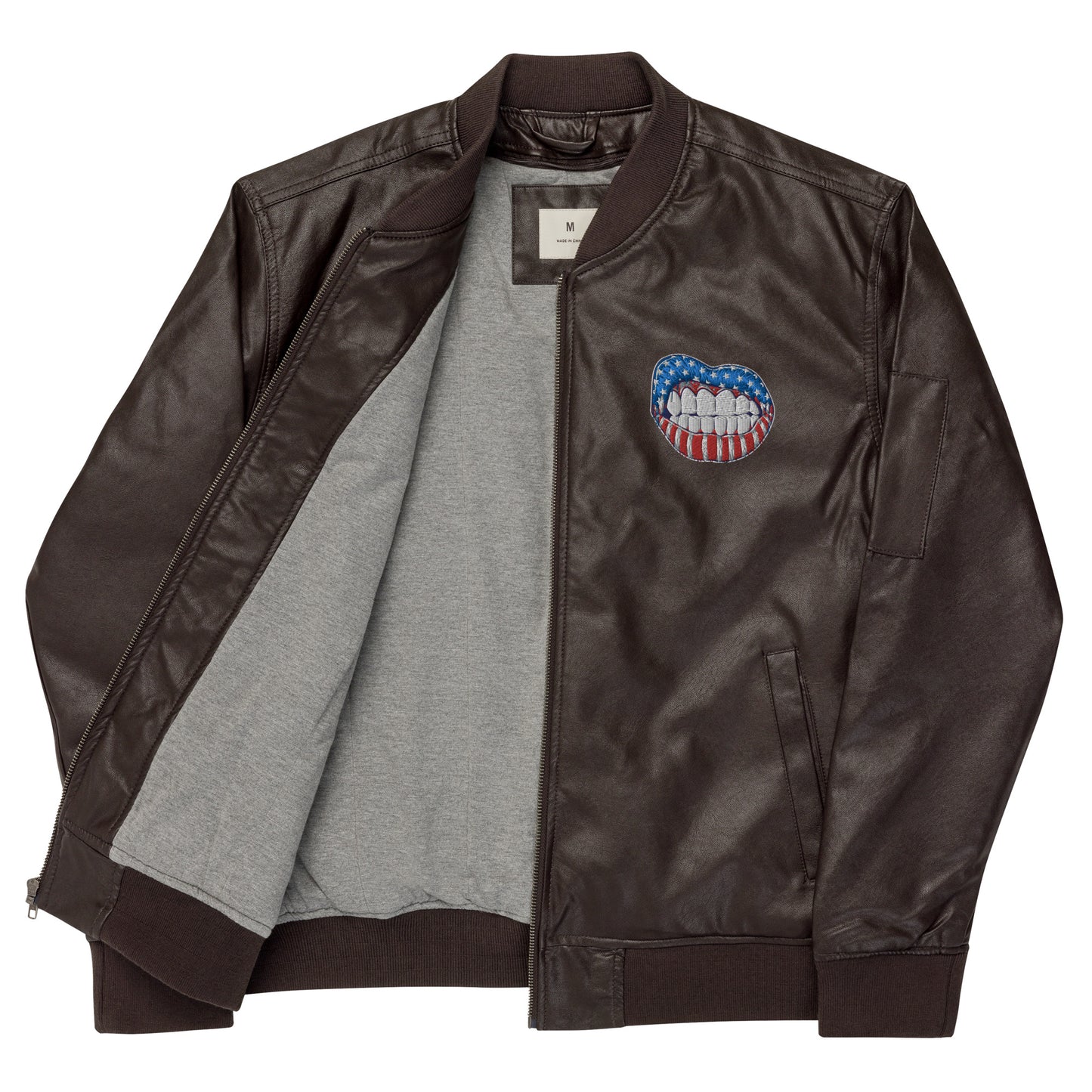 Unisex vegan leather bomber jacket