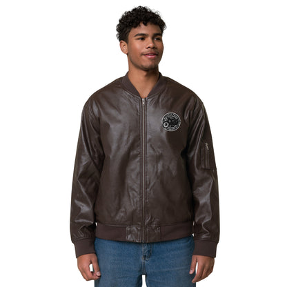 Unisex vegan leather bomber jacket