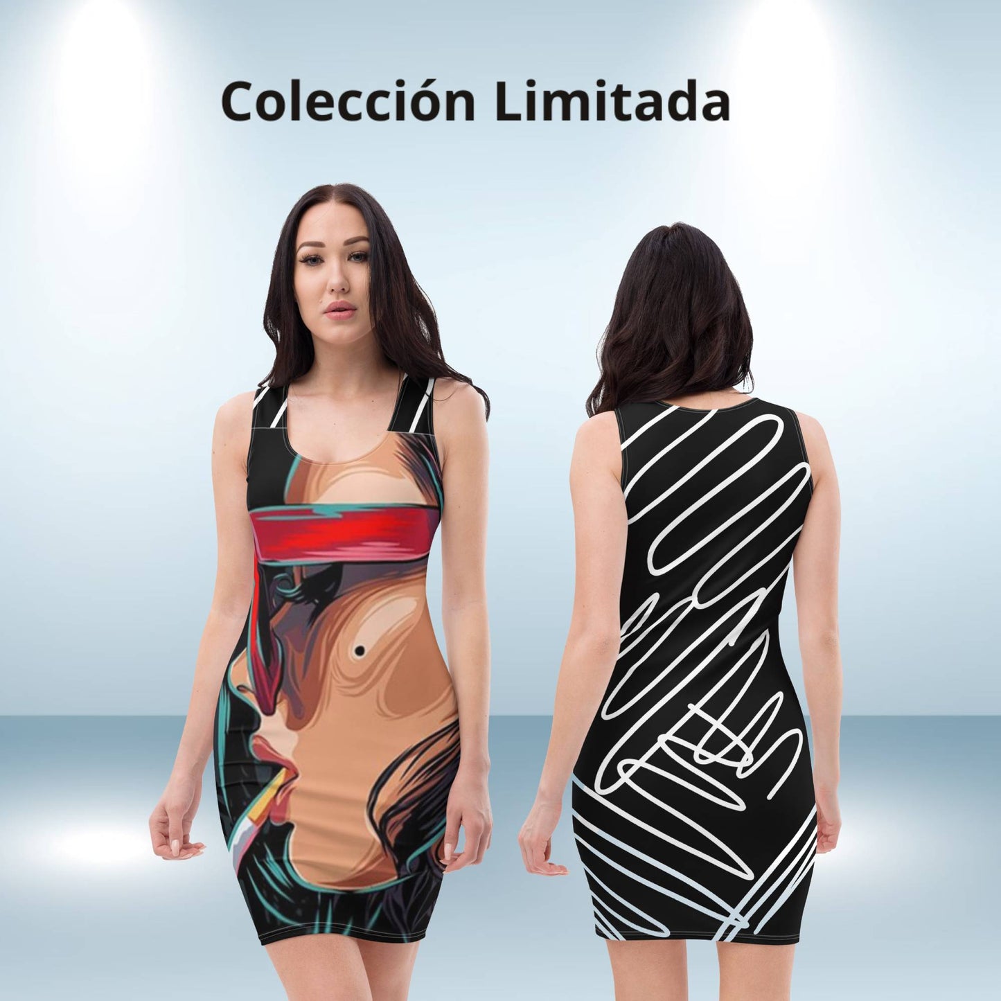 Schickes schwarzes Illusion-Bodycon-Kleid