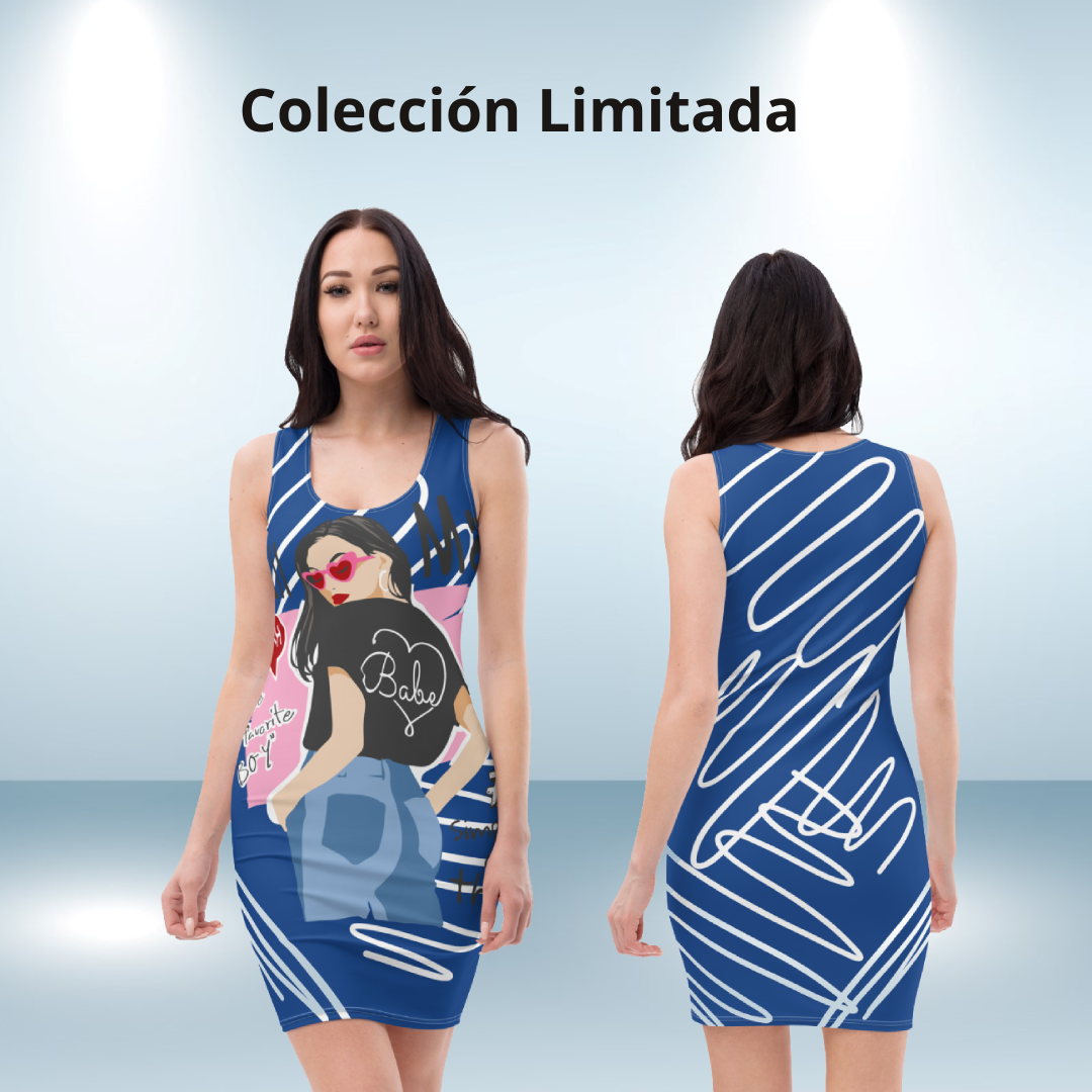 Schickes blaues, figurbetontes Call Me-Kleid