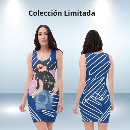 Schickes blaues, figurbetontes Call Me-Kleid