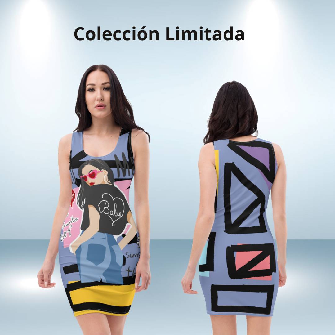 Violettes psychedelisches Bodycon-Kleid