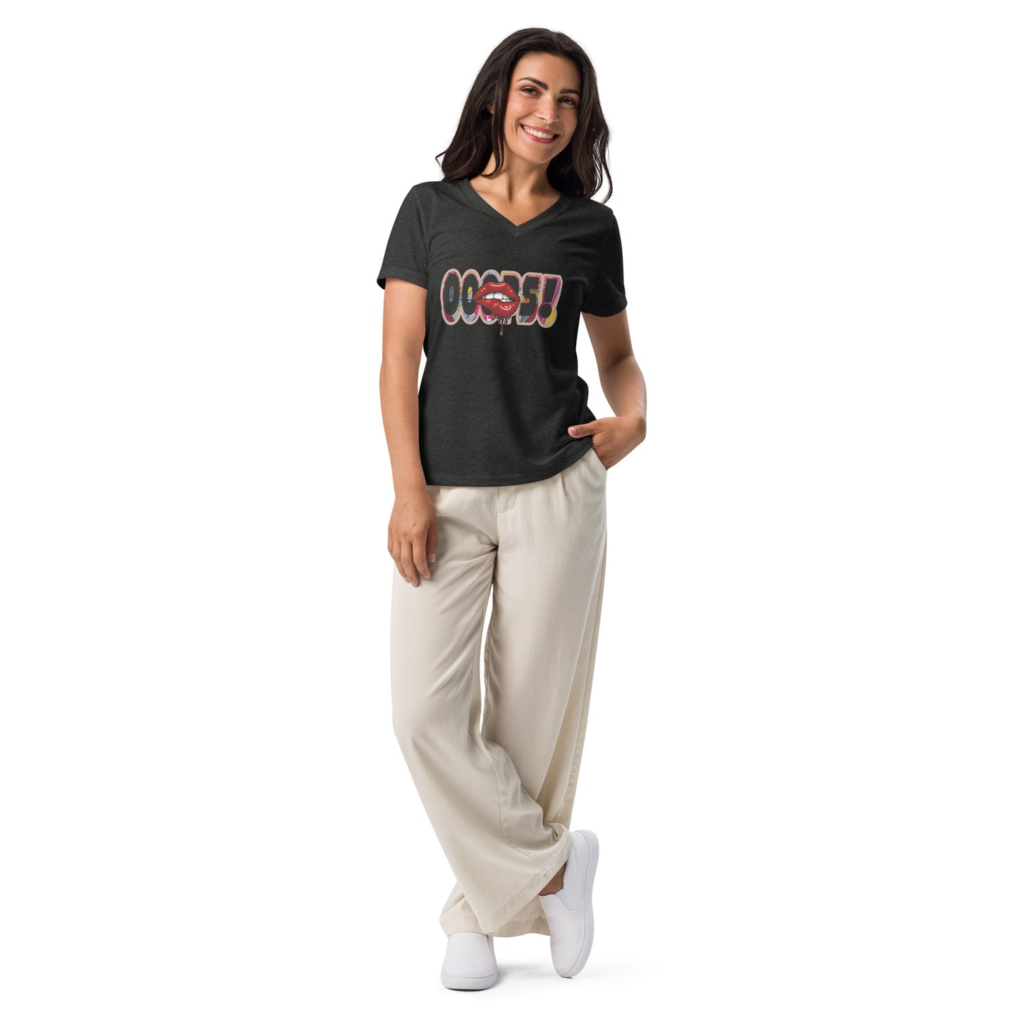 Lockeres Damen T-Shirt mit V-Ausschnitt Oopsss