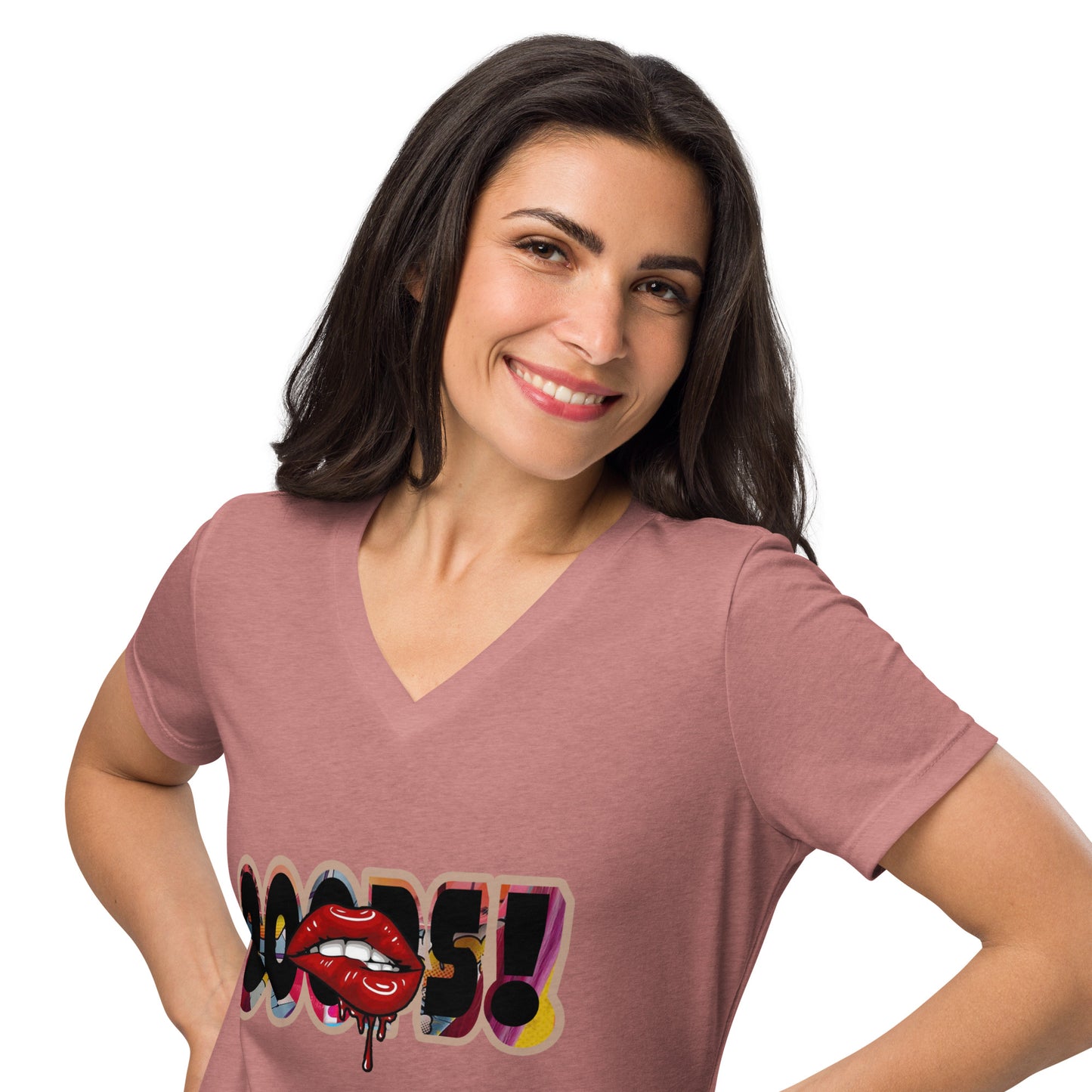 Lockeres Damen T-Shirt mit V-Ausschnitt Oopsss
