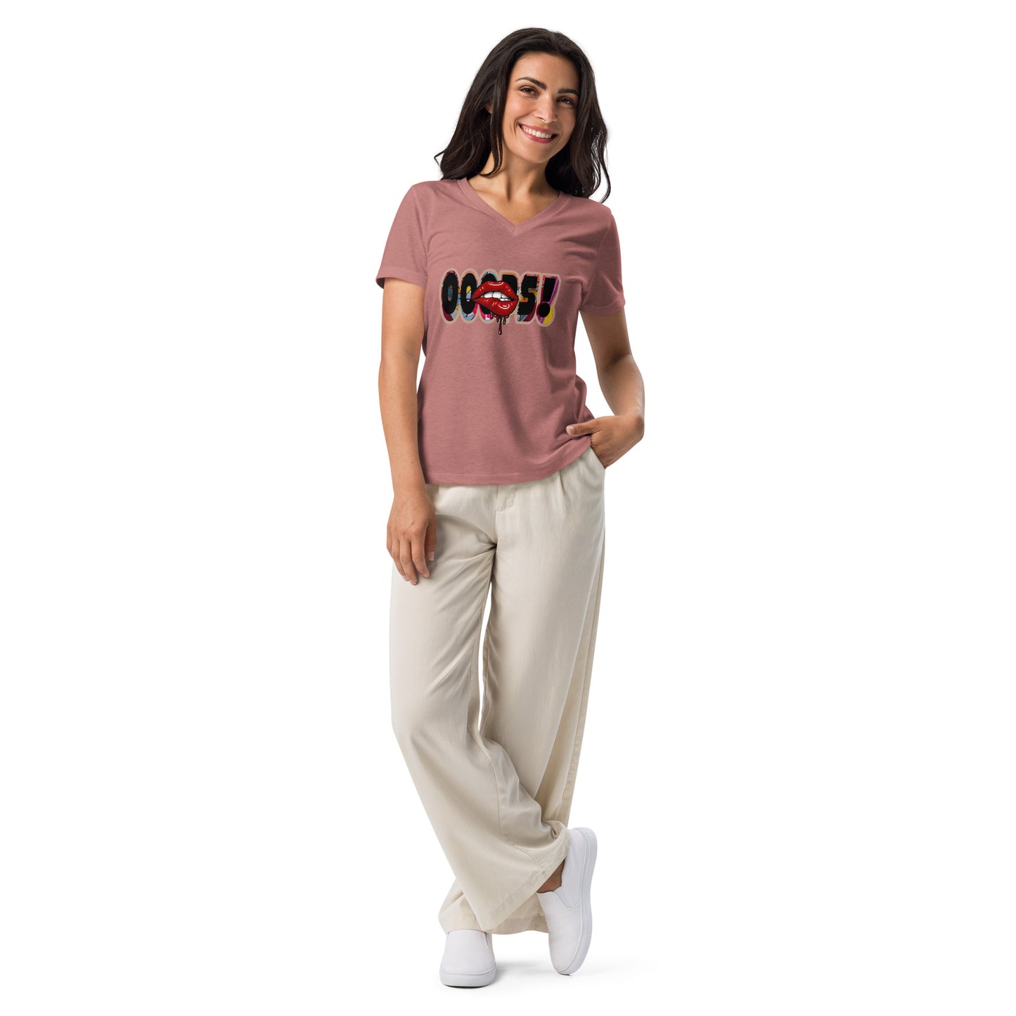 Lockeres Damen T-Shirt mit V-Ausschnitt Oopsss