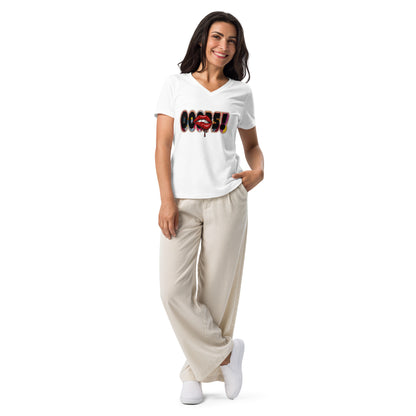 Lockeres Damen T-Shirt mit V-Ausschnitt Oopsss